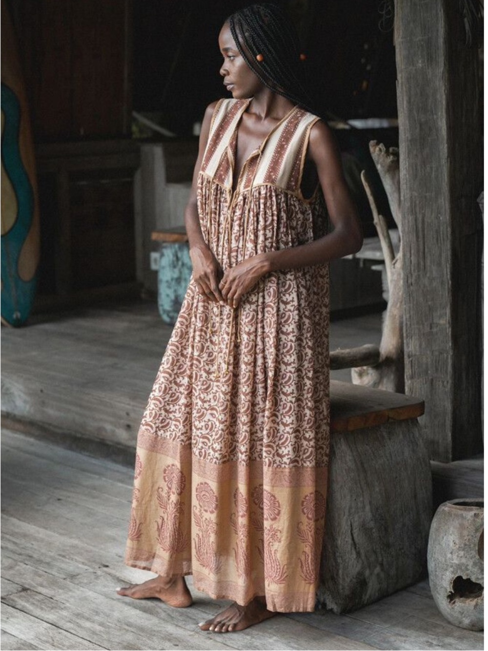 Daughters of India Aahana Maxi Dress in Walnut Size M